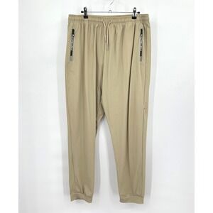 Athletic Jogger Pants Zipper Pockets‎ 2XL Tan Gorpcore Sporty Athleisure